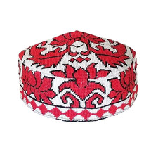 UZBEK IROQI TRIBAL HAND EMBROIDERED SILK HAT-UNISEX - APPROX 22.5" - MEDIUM