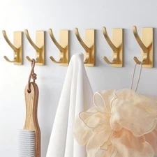 pickpiff Self Adhesive Coat Hooks for Hanging, Heavy Duty Stainless Double Wa...