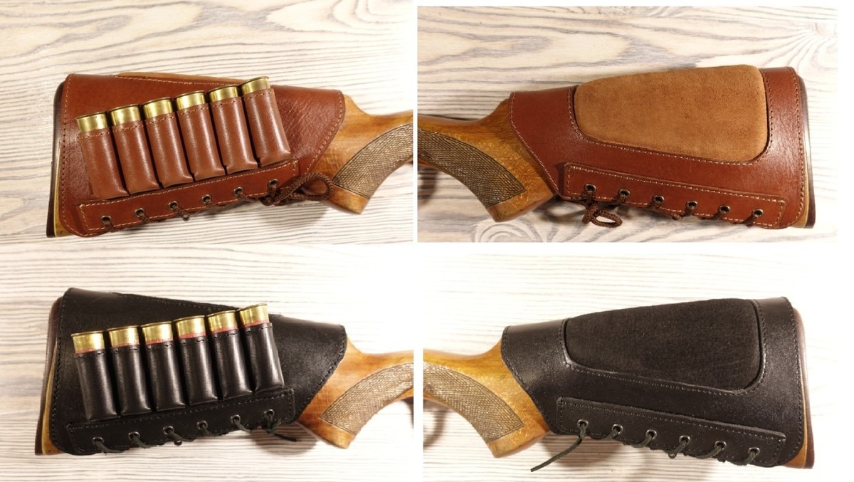 sheller アンティークボタンキュロット Leather Shotgun Shell Cartridge Buttstock Holder Сover - 12 & 20