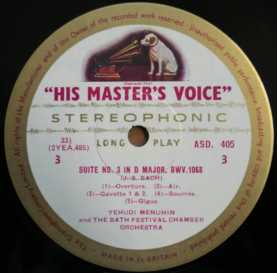 ASD 404-5 ED1 Bach Suites Nos. 1-4 Yehudi Menuhin 2LP NEAR MINT HMV 1st W/G - Image 2 of 4
