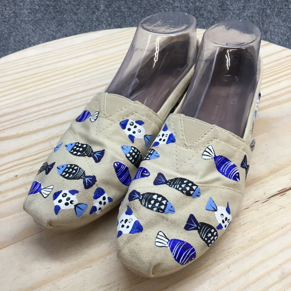 Туфли женские Toms 8,5 классические ручная роспись рыба плоские разноцветные комфортные - Изображение 3 из 4