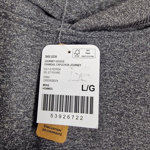 Roots Canada Hoodie Mens Large Grey Pull Over BNWT Nylon Spandex zip Pocket - Picture 6 of 14