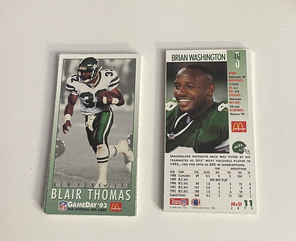 1993 McDonalds GameDay New York Jets Singles You Pick | eBay