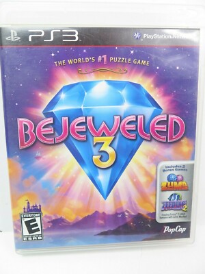 Jeu Bejeweled 3 Pour PS3 - Version NTSC US Avec Bonus Zuma & Feeding Frenzy - Comme Neuf, Manuel Inclus
