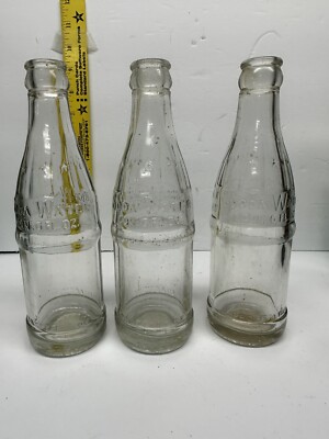 Lot 3 Coca-Cola Soda Water Clear 6 Oz. Glass Bottle Dover DE Delaware 10 Stars