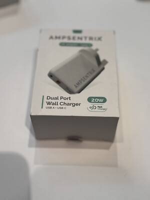 AMPSENTRIX UK Adapter type G/Dual Port/Wall Charger USB C/USB A/20W/Fast Charge