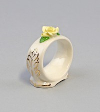 9959385 Porcelaine 1 Rond de Serviette Jaune or Rose Ens / Ernstbohne 6x2, 5x6cm