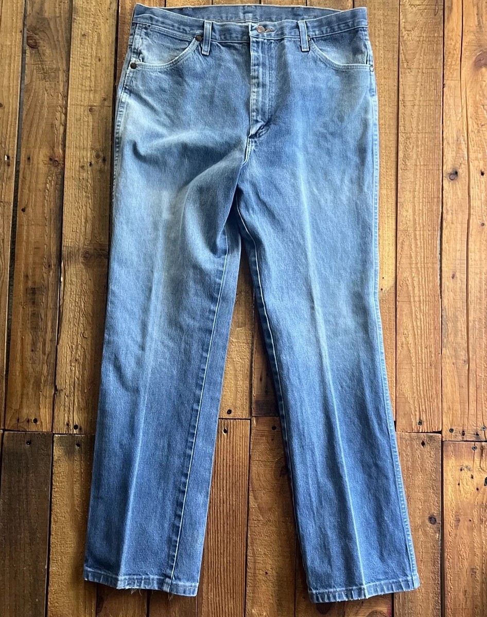 Wrangler Cowboy Cut 936DEN 38x32 Light Wash Distressed Creased Faded See  Photos