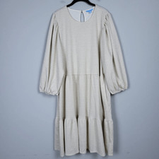 Draper James Womens Tiered Dress Cream Gold Metallic Size XXL Cottagecore NWT