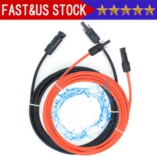 Black+Red 10 AWG Solar Panel Extension Cable Silicone Flexible Wire Connectors