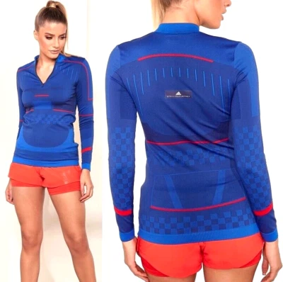 Adidas Stella McCartney Damen Longsleeve Laufshirt langarm Sport Shirt Moto blau - Bild 1 von 4