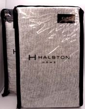 (2) NWT Halston Home RENA Gray Euro Pillow Shams 26 x 26 in