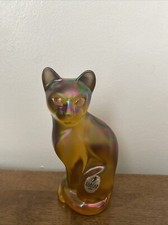 Fenton 5065 XK Undecorated Violet Satin Iridized Stylized Cat Rare w/ label