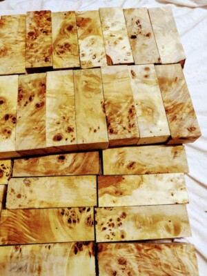  Pappel Maser 35x45x130 mm 4 Stück Messergriffe Block Poplar burl           