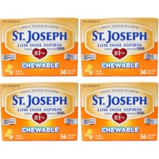 4 Pack St. Joseph Low Dose Aspirin Adult Aspirin Regimen 36 Chewable Tabs Each