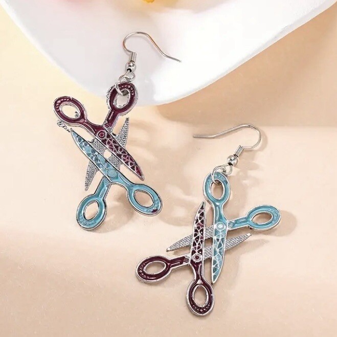 **Lesbian Scissors Dangle Earrings!** Pride Scissoring Sapphic Queer Dyke Bi-image