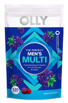 OLLY The Perfect Mens Multi Vitamins 120 Gummies B Vitamins CoQ10 Blackberry ...