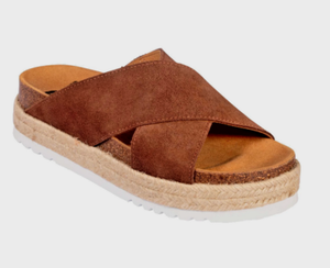 tan suede slides
