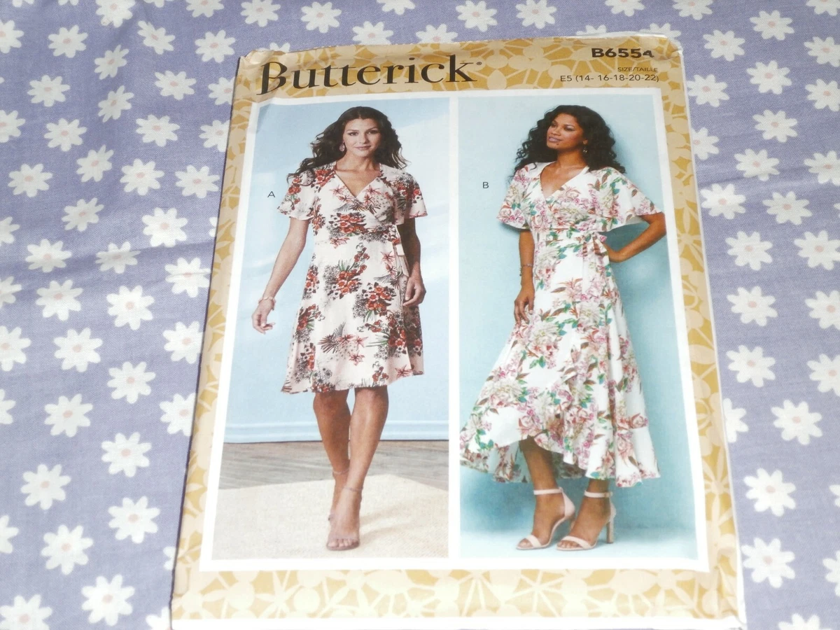 BUTTERICK 6554 MISSES EASY WRAP DRESSES W VARIATIONS PATTERN NEW