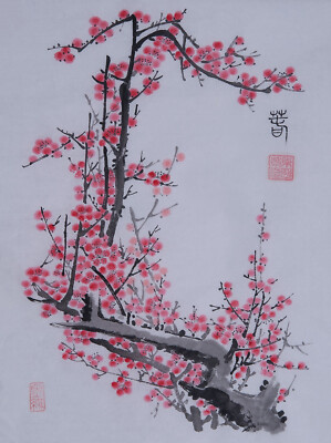 Artwork Plum Blossom Hand Painted Chinese Brush ink watercolor painting ...