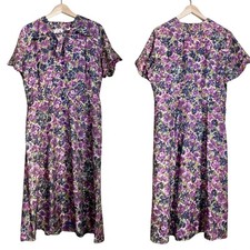 Vintage Women’s Stroyers Floral Purple MIDI Dress Size Large?