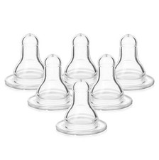 Classic BPA-Free Silicone Medium Flow Nipples - 3 Months Clear 6 Count Pack ...