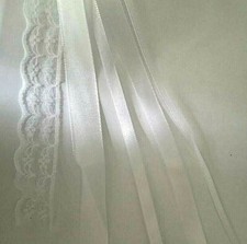 CraftbuddyUS 5pcs x 2m White Lace/ Polyester Wedding Trim Ribbon