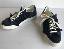 Joshua's Navy Blue Satin Ruffle Lace-Up Sneakers, Size 8 (US) 38 (IT)