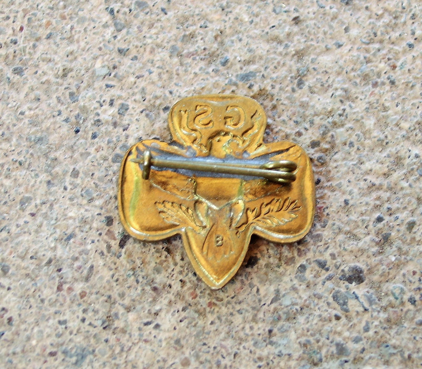Vintage STAMPED BRASS Girl Scout TREFOIL PIN "B" eBay