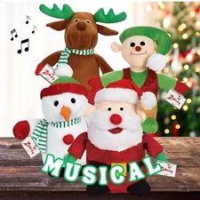 Zanies Holiday Friend Dog Pet Toy Toys MUSICAL Plush Santa Snowman Elf Reindeer