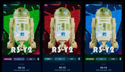 CLASSIC ACTION FIGURES SR/R/UC R3-Y2 TOPPS STAR WARS CARD TRADER GREEN/RED/BLUE