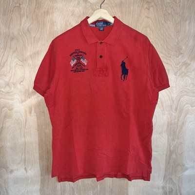 MEN'S POLO RALPH LAUREN BIG PONY USA FLAG COTTON LOGO DESIGNER