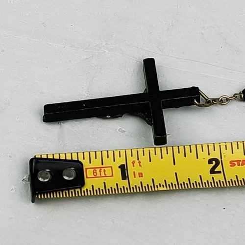 Vintage Rosary Black Beads and Cross Made in Italy INRI 18 Inch - Picture 9 of 13