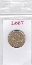 L667 Moneta Coin ITALIA Repubblica Italiana 20 Lire Ramo di Quercia 1971
