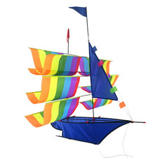 Kite, Rainbow 3D Sailboat, Flying Kite, Ship, Boat, Beach, Single Line, NEW