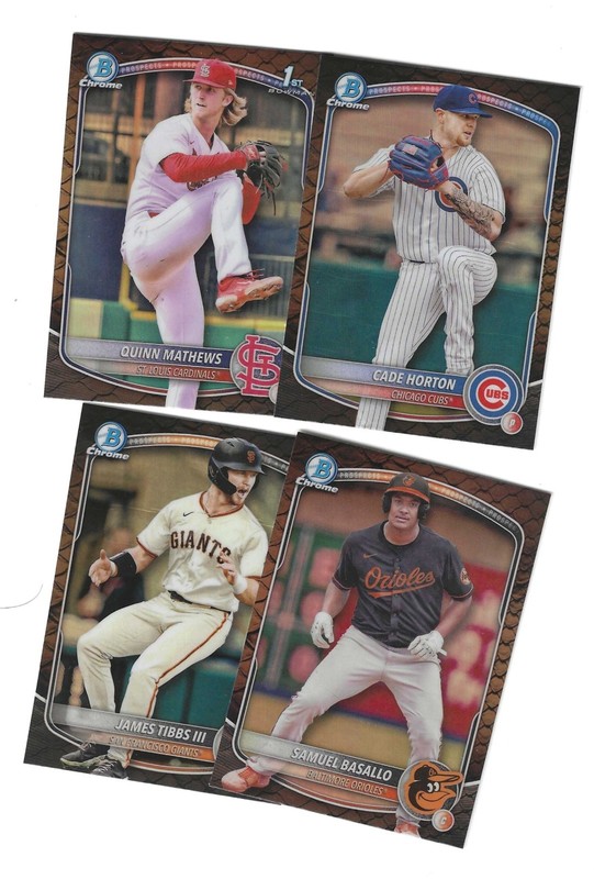2025 Bowman Gold Reptilians - 4 cards , S Basallo, J Tibbs III, C Horton, Mathew