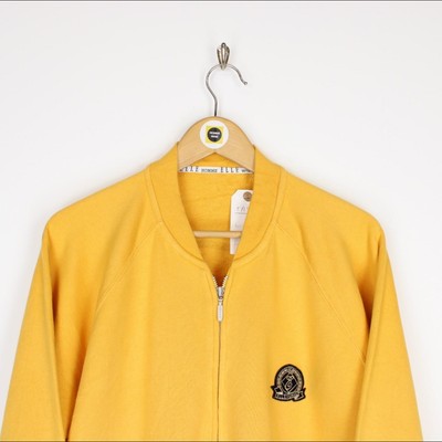 Vintage 90 s Elle Paris Yellow and Black Zip Up Spellout Sweatshirt Jacket