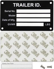 Trailer VIN ID Plate Data TAG Blank Model Identification VIN Serial Number, Mode