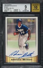 1998 BOWMAN SILVER ROOKIE AUTO #1 ADRIAN BELTRE BGS 9 GEM MINT/10 AUTO 9.5 PR75