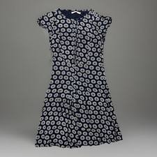 WHITE STUFF Pretty Tea Dress UK 8 Oceania Blue Pattern Short Sleeve Shift