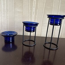 3 Tiered Votive Cobalt Blue Glass Holders