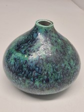 Green Blue Speckled Ceramic Vase Pensacola Florida 1975