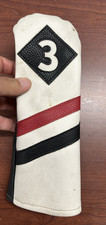 Majek Retro Golf 3 Fairway Wood Headcover White Red Black