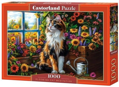 NEW Castorland Jigsaw Puzzle 1000 Pieces 9+ Ages Blooming Cat Meditation