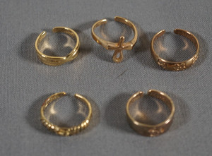 Lot of 5 Vintage Sterling Silver Gold Tone Toe Ring 925 Adjustable