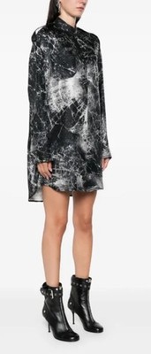 alexander mcqueen $2017 Smashed Screen Print Button Down Shirting Mini Dress