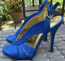 Blue Saturn Sling Back Peep Toe Stiletto Heels Platform Pumps Women’s 5.5 