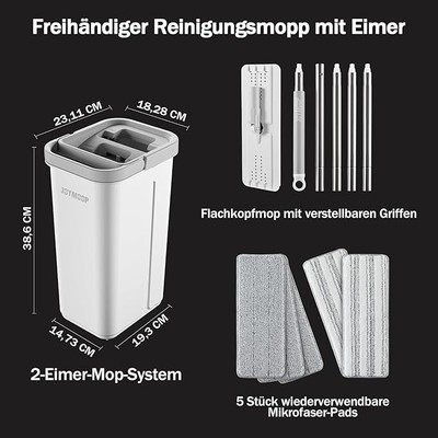 Mop und Eimer mit Wringer Set, Hands Free Flat Floor Mop und Eimer