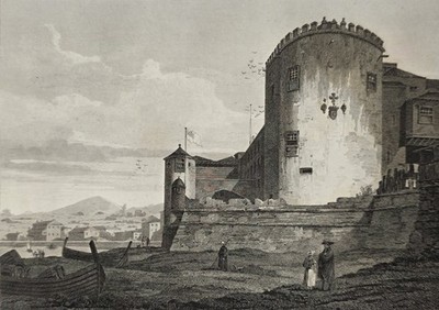 ANTIQUE 1813 THE GOVERNOR'S CASTLE MADEIRA COPPER PLATE ENGRAVING AFTER EDWARD