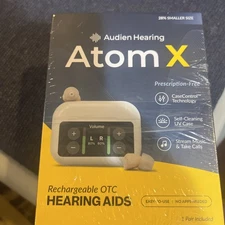 AUDIEN HEARING ATOM X RECHARGEABLE OTC HEARING AIDS BRAND NEW BLUETOOTH